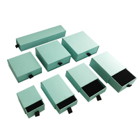 Extra Large Square 100mm Drawer Rigid Jewellery Box - Ring & Pendant (Sleeve, Base & Removable Insert) - Pearl Teal (MTO)