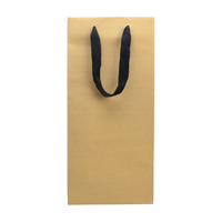CUSTOM PRINTED - Double Deluxe - Kraft Brown Paper Wine Bag with Black Ribbon Handle