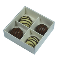 4 Pack Chocolate Box with Clear Lid - Smooth White Paperboard (Base, Insert & Clear Lid)
