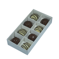 8 Pack Chocolate Box with Clear Lid - Smooth White Paperboard (Base, Insert & Clear Lid)  