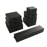 Small Square 70mm Drawer Rigid Jewellery Box - Ring & Pendant (Sleeve, Base & Removable Insert) - Black (MTO)