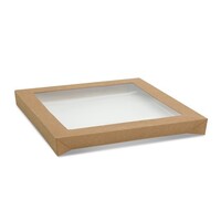 SMALL SQUARE Kraft Catering Tray Window Lid ONLY (suitable for 270-SCTS, 700-21158) [TRAY SOLD SEPARATELY]