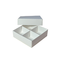 Square 4 Macaroon & Choc Box - Smooth White Paperboard (285gsm) (Base, Lid & Removable Insert)