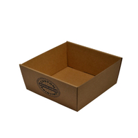 Custom Printed 80mm High Small Square Catering Tray - Kraft Brown with optional clear lid (Lid purchased separately)
