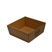 Custom Printed 80mm High Medium Square Catering Tray - Kraft Brown with optional clear lid (Lid purchased separately)
