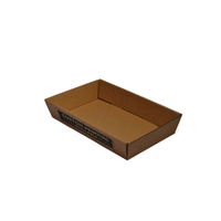 Custom Printed 50mm High Small Rectangle Catering Tray - Kraft Brown with optional clear lid (Digital)