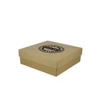 Custom Printed on Lid - Two Piece 300mm Square Cardboard Gift Box (Base & Lid) - 100mm High - Kraft Brown (Digital)