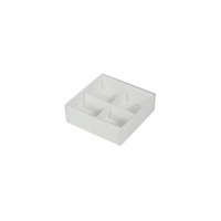 4 Pack Chocolate Box with Clear Lid - Smooth White Paperboard (Base, Insert & Clear Lid)