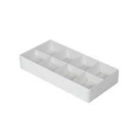 8 Pack Chocolate Box with Clear Lid - Smooth White Paperboard (Base, Insert & Clear Lid)  