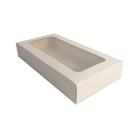 270mm Rectangle Two Piece Cookie and Dessert Box One Piece Box with Clear Window and Slide in Tray Gloss White