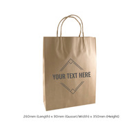 CUSTOM PRINTED Brown Kraft Paper Gift Bag Small with Twisted Paper Handles - Print Anywhere on Outside