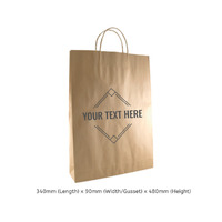 CUSTOM PRINTED Brown Kraft Paper Gift Bag Medium with Twisted Paper Handles - Print Anywhere on Outside