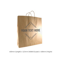 CUSTOM PRINTED Brown Kraft Paper Gift Bag Large with Twisted Paper Handles - Print Anywhere on Outside