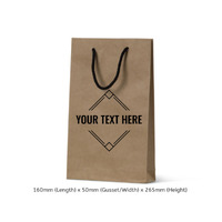 CUSTOM PRINTED Deluxe Brown Kraft Paper Gift Bag Baby with Black Rope Handles - Print Anywhere on Outside