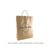 CUSTOM PRINTED Brown Kraft Paper Gift Bag Midi with Twisted Paper Handles - Print Anywhere on Outside