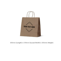 CUSTOM PRINTED Medium Takeaway Kraft Brown Paper Gift Bag - Print Anywhere on Outside