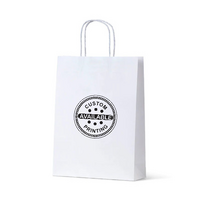 CUSTOM PRINTED White Kraft Paper Gift Bag Small with Twisted Paper Handles - Print Anywhere on Outside