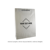 CUSTOM PRINTED Deluxe White Kraft Paper Gift Bag Medium with Black Handles - Print Anywhere on Outside