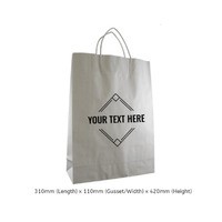 CUSTOM PRINTED White Kraft Paper Gift Bag Midi with Twisted Paper Handles - Print Anywhere on Outside