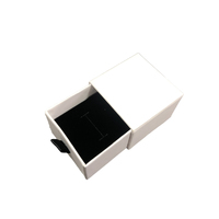 Tiny Square 49mm Drawer Rigid Jewellery Box - Ring & Pendant (Sleeve, Base & Removable Insert) - Matt White (MTO)