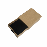 Small Square 70mm Drawer Rigid Jewellery Box - Ring & Pendant (Sleeve, Base & Removable Insert) - Kraft Brown (MTO)