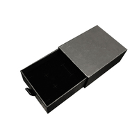 Medium Square 80mm Drawer Rigid Jewellery Box - Ring & Pendant (Sleeve, Base & Removable Insert) - Black (MTO)