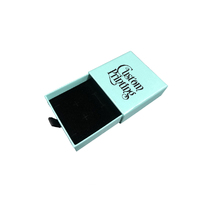 Printed 1 Colour Tiny Square 49mm Drawer Rigid Jewellery Box - Ring & Pendant (Sleeve, Base & Removable Insert) - Pearl Teal