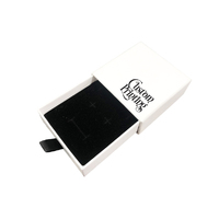 Printed 1 Colour Tiny Square 49mm Drawer Rigid Jewellery Box - Ring & Pendant (Sleeve, Base & Removable Insert) - Matt White