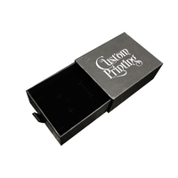 Printed 1 Colour Small Square 70mm Drawer Rigid Jewellery Box - Ring & Pendant (Sleeve, Base & Removable Insert) - Black