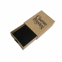 Printed 1 Colour Small Square 70mm Drawer Rigid Jewellery Box - Ring & Pendant (Sleeve, Base & Removable Insert) - Kraft Brown