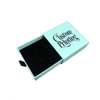 Printed 1 Colour Small Square 70mm Drawer Rigid Jewellery Box - Ring & Pendant (Sleeve, Base & Removable Insert) - Pearl Teal